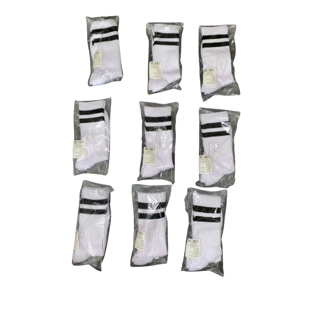 Lot of 9 Weissman Dance Socks White Black Stripes NIP Costume Accessory